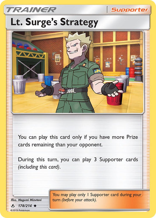 (178/214) Pokemon TCG Unbroken Bonds Single: Lt. Surge's Strategy Reverse Holo Uncommon