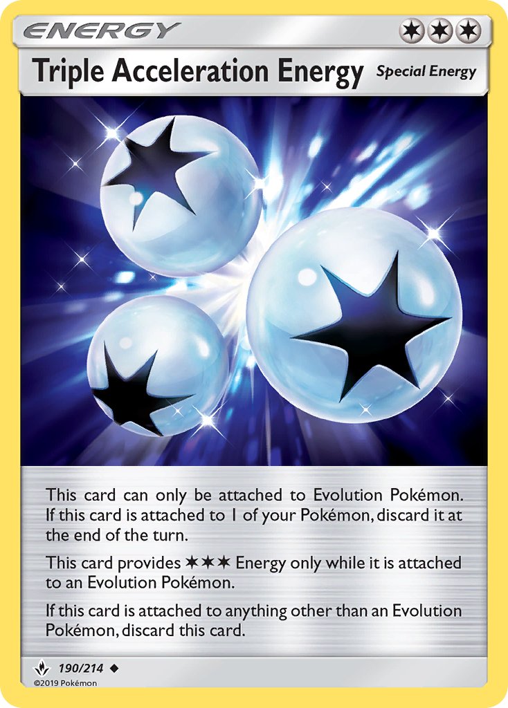 (190/214) Pokemon TCG Unbroken Bonds Single: Triple Acceleration Energy  Uncommon