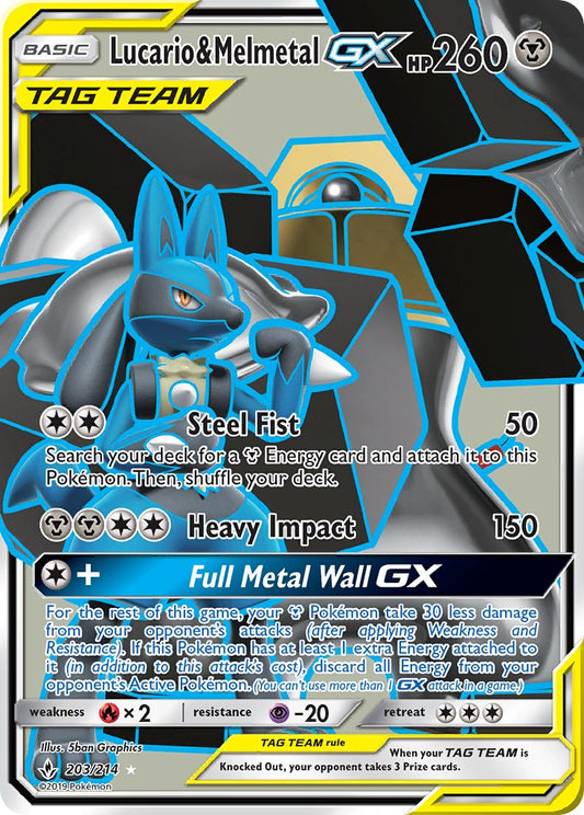 (203/214) Pokemon TCG Unbroken Bonds Single: Lucario & Melmetal GX   Ultra Rare