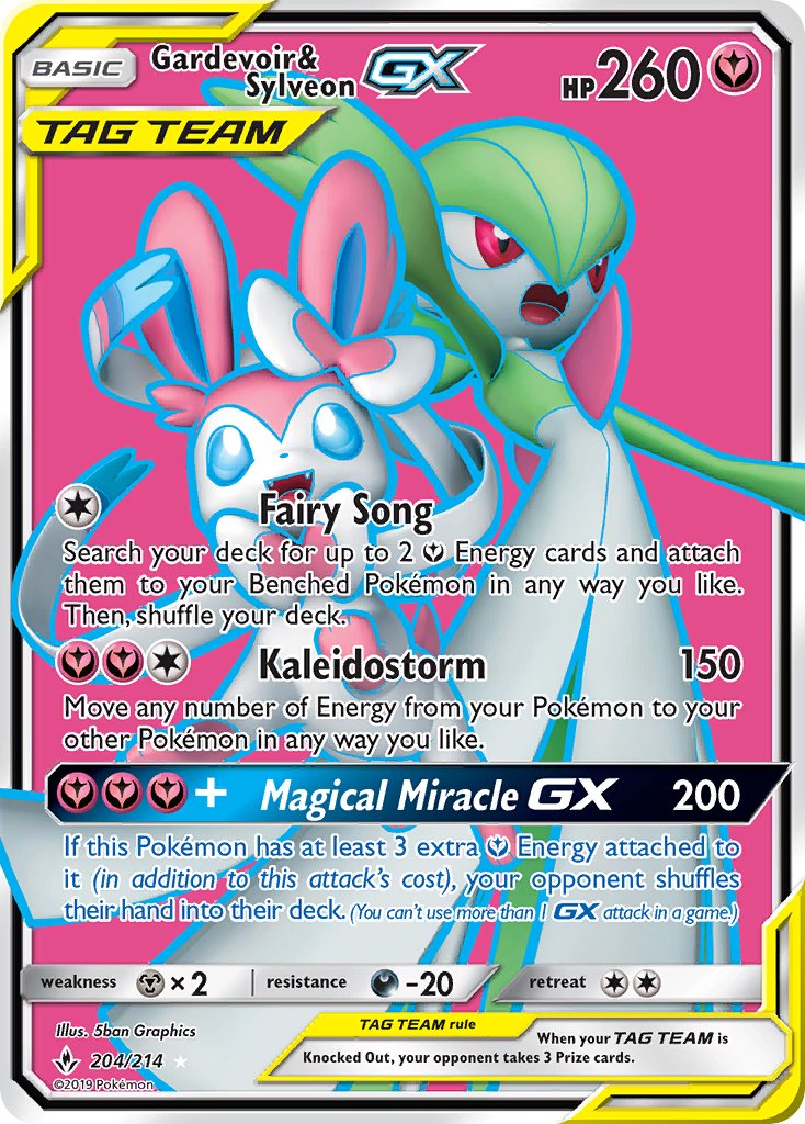 (204/214) Pokemon TCG Unbroken Bonds Single: Gardevoir & Sylveon GX   Ultra Rare