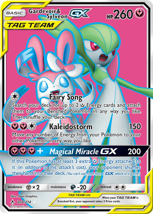(204/214) Pokemon TCG Unbroken Bonds Single: Gardevoir & Sylveon GX   Ultra Rare