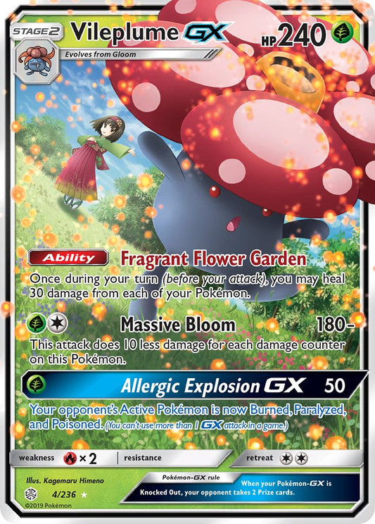 (004/236) Pokemon TCG Cosmic Eclipse Single: Vileplume GX   Ultra Rare