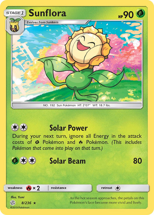(008/236) Pokemon TCG Cosmic Eclipse Single: Sunflora  Reverse Holo Rare
