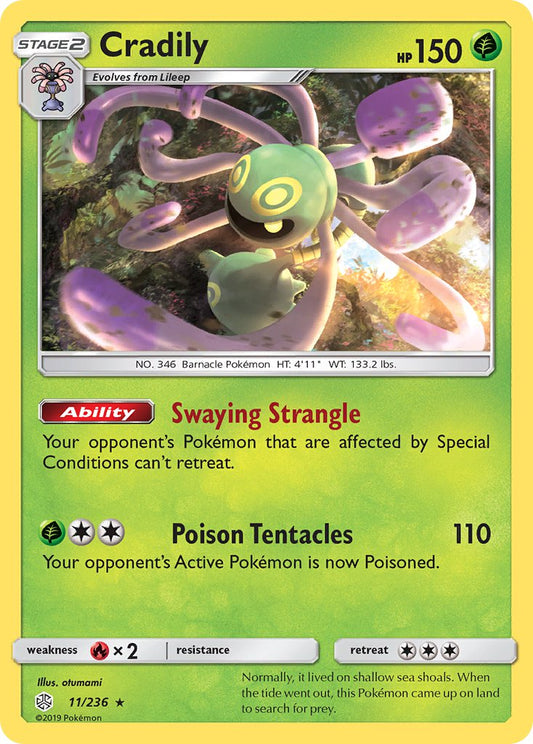 (011/236) Pokemon TCG Cosmic Eclipse Single: Cradily  Reverse Holo Rare