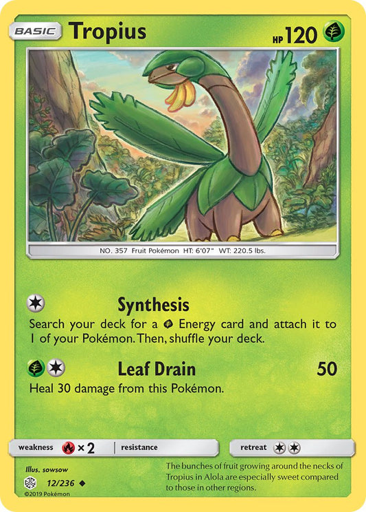 (012/236) Pokemon TCG Cosmic Eclipse Single: Tropius  Reverse Holo Uncommon