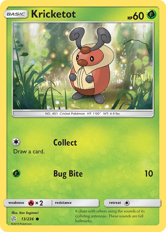(013/236) Pokemon TCG Cosmic Eclipse Single: Kricketot  Reverse Holo Common