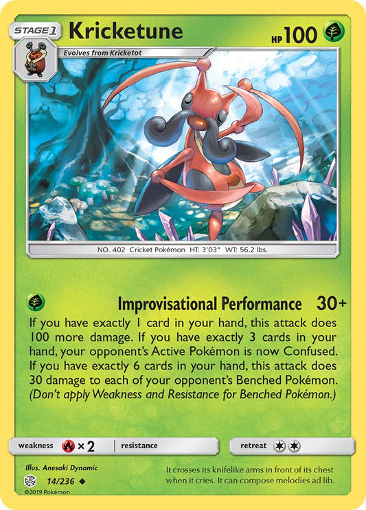 (014/236) Pokemon TCG Cosmic Eclipse Single: Kricketune  Reverse Holo Uncommon