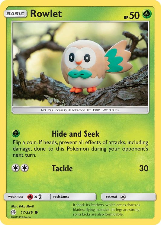(017/236) Pokemon TCG Cosmic Eclipse Single: Rowlet  Reverse Holo Common
