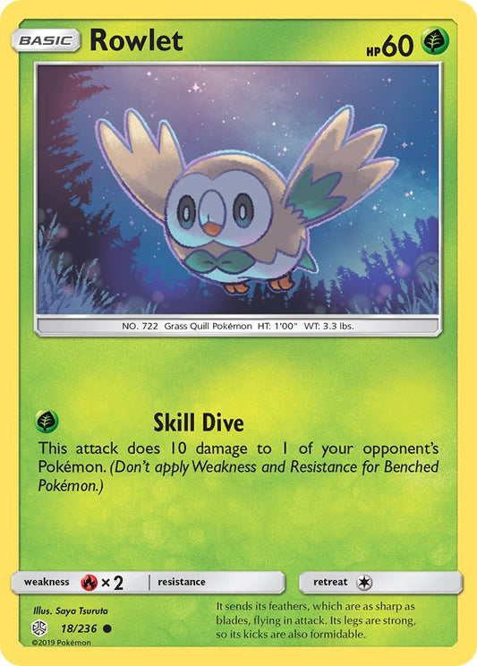 (018/236) Pokemon TCG Cosmic Eclipse Single: Rowlet   Common