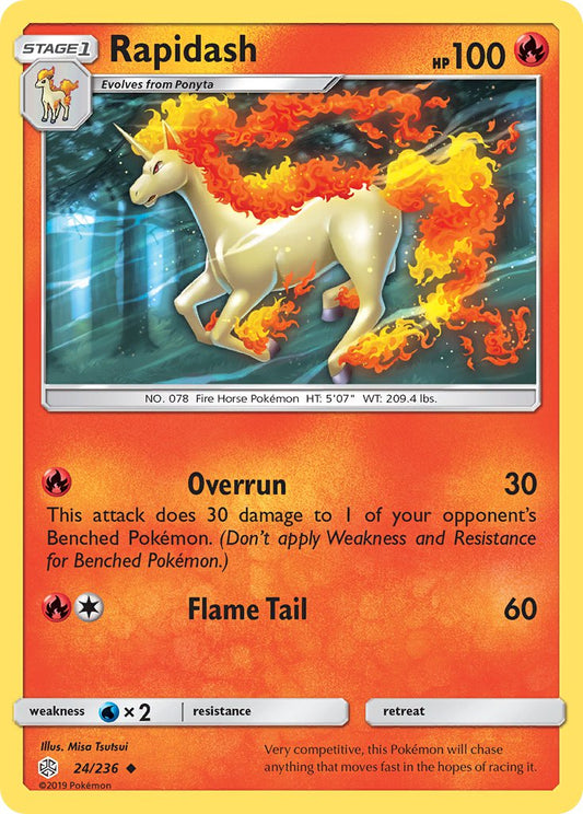 (024/236) Pokemon TCG Cosmic Eclipse Single: Rapidash  Reverse Holo Uncommon