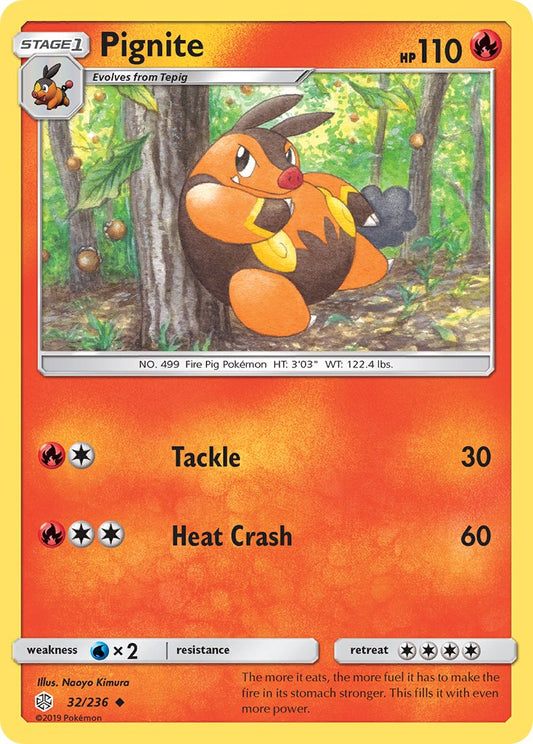 (032/236) Pokemon TCG Cosmic Eclipse Single: Pignite  Reverse Holo Uncommon