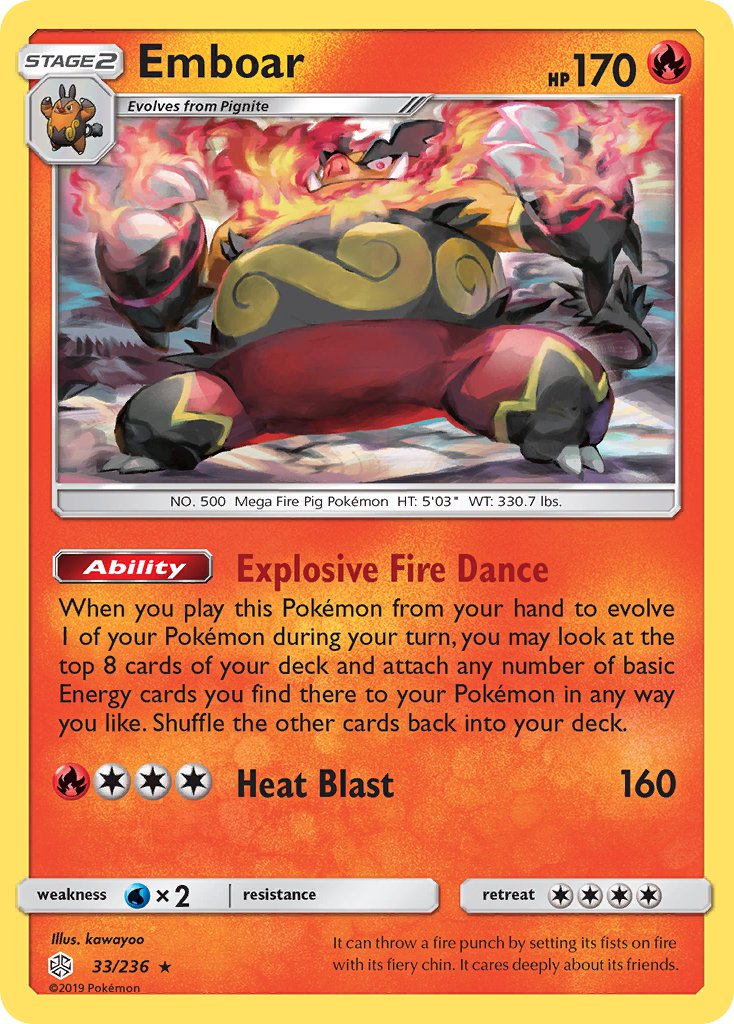 (033/236) Pokemon TCG Cosmic Eclipse Single: Emboar  Reverse Holo Rare