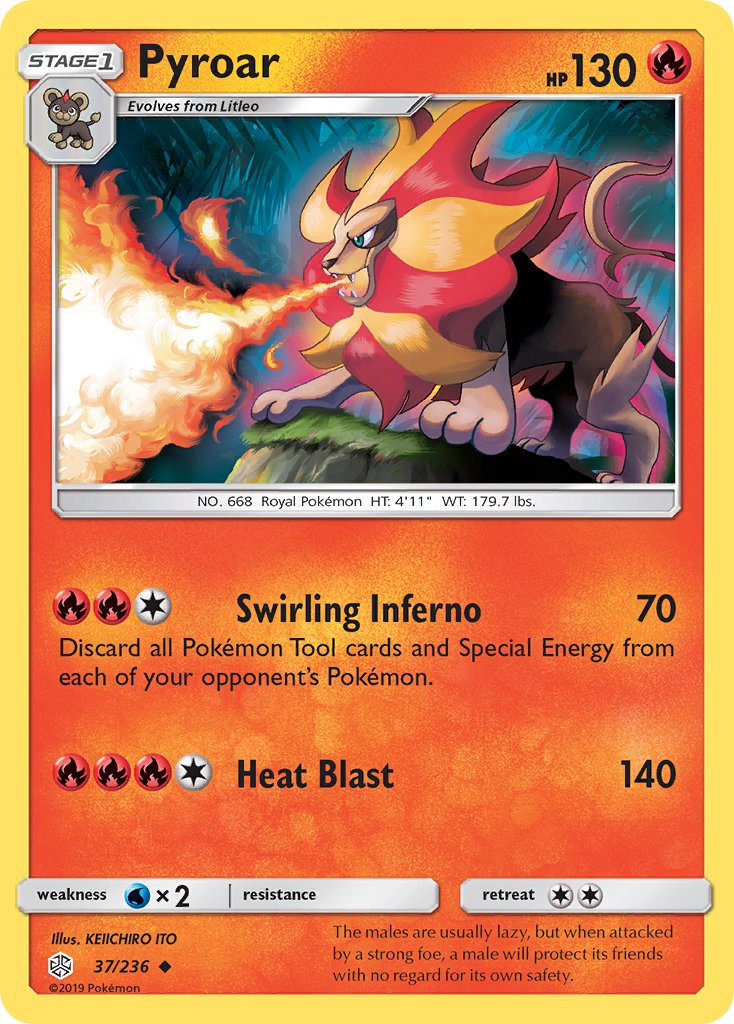 (037/236) Pokemon TCG Cosmic Eclipse Single: Pyroar  Reverse Holo Uncommon