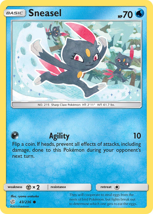 (043/236) Pokemon TCG Cosmic Eclipse Single: Sneasel  Reverse Holo Common