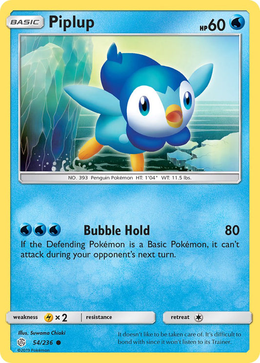(054/236) Pokemon TCG Cosmic Eclipse Single: Piplup  Reverse Holo Common
