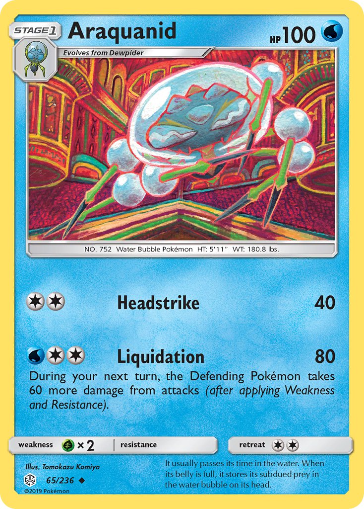 (065/236) Pokemon TCG Cosmic Eclipse Single: Araquanid  Reverse Holo Uncommon