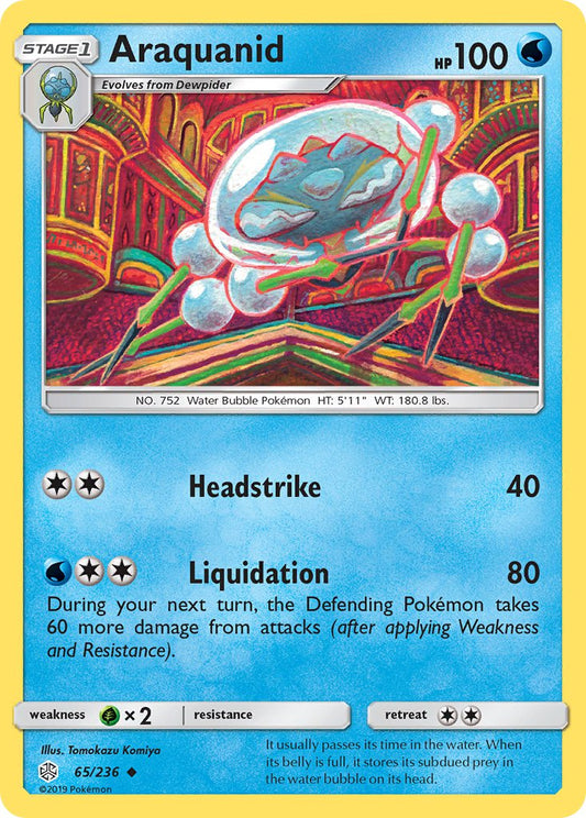(065/236) Pokemon TCG Cosmic Eclipse Single: Araquanid  Reverse Holo Uncommon