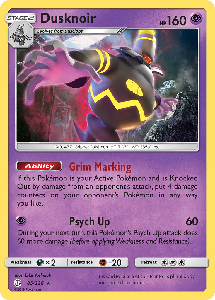 (085/236) Pokemon TCG Cosmic Eclipse Single: Dusknoir  Reverse Holo Holo Rare