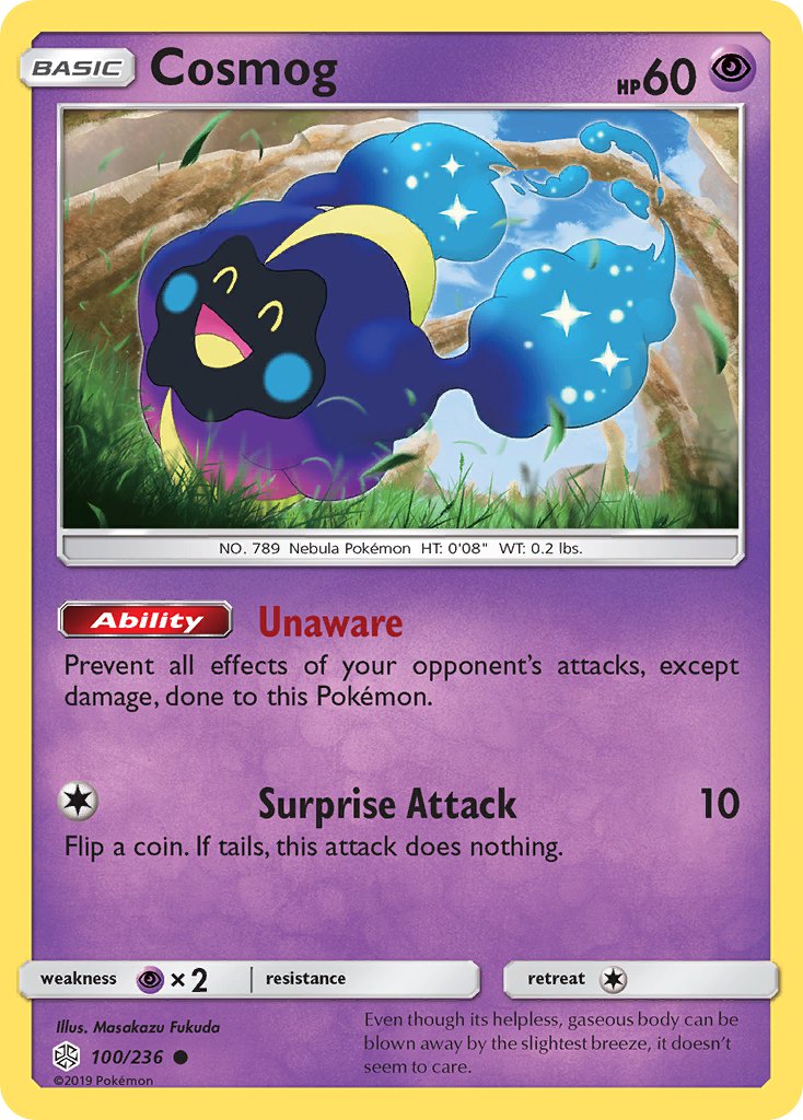 (100/236) Pokemon TCG Cosmic Eclipse Single: Cosmog  Reverse Holo Common
