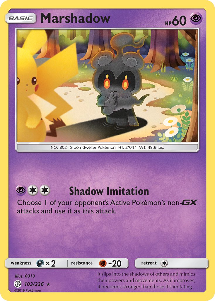 (103/236) Pokemon TCG Cosmic Eclipse Single: Marshadow  Reverse Holo Rare