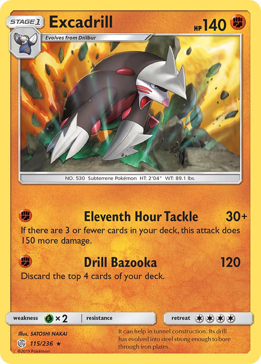 (115/236) Pokemon TCG Cosmic Eclipse Single: Excadrill  Reverse Holo Holo Rare