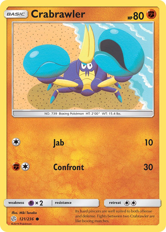 (121/236) Pokemon TCG Cosmic Eclipse Single: Crabrawler   Common