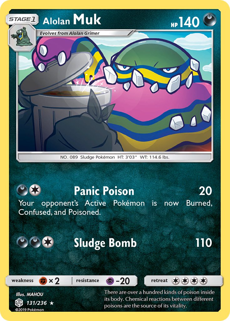 (131/236) Pokemon TCG Cosmic Eclipse Single: Alolan Muk  Reverse Holo Rare