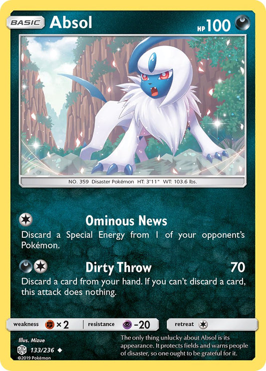 (133/236) Pokemon TCG Cosmic Eclipse Single: Absol   Uncommon