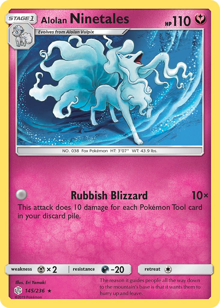 (145/236) Pokemon TCG Cosmic Eclipse Single: Alolan Ninetales  Reverse Holo Holo Rare