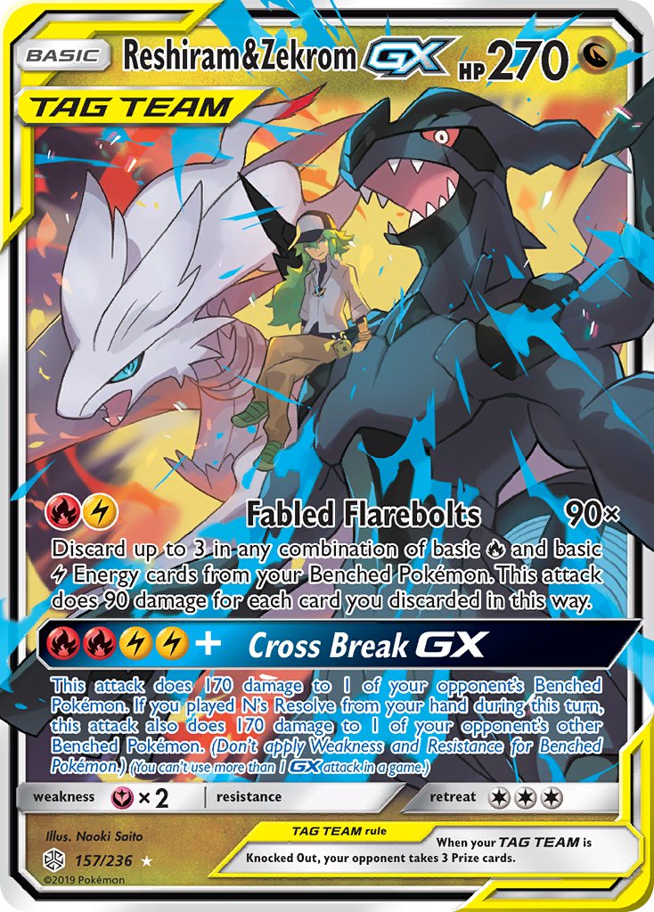 (157/236) Pokemon TCG Cosmic Eclipse Single: Reshiram & Zekrom GX   Ultra Rare