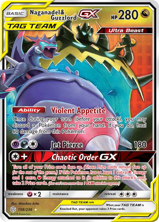 (158/236) Pokemon TCG Cosmic Eclipse Single: Naganadel & Guzzlord GX   Ultra Rare