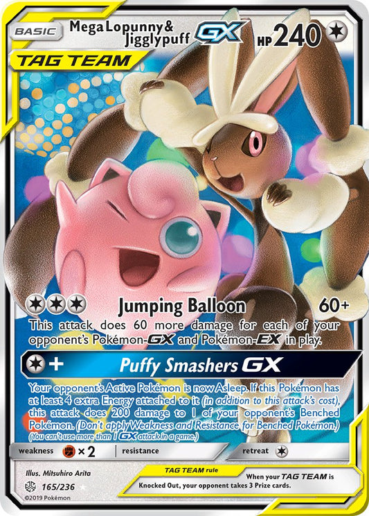 (165/236) Pokemon TCG Cosmic Eclipse Single: Mega Lopunny & Jigglypuff GX   Ultra Rare