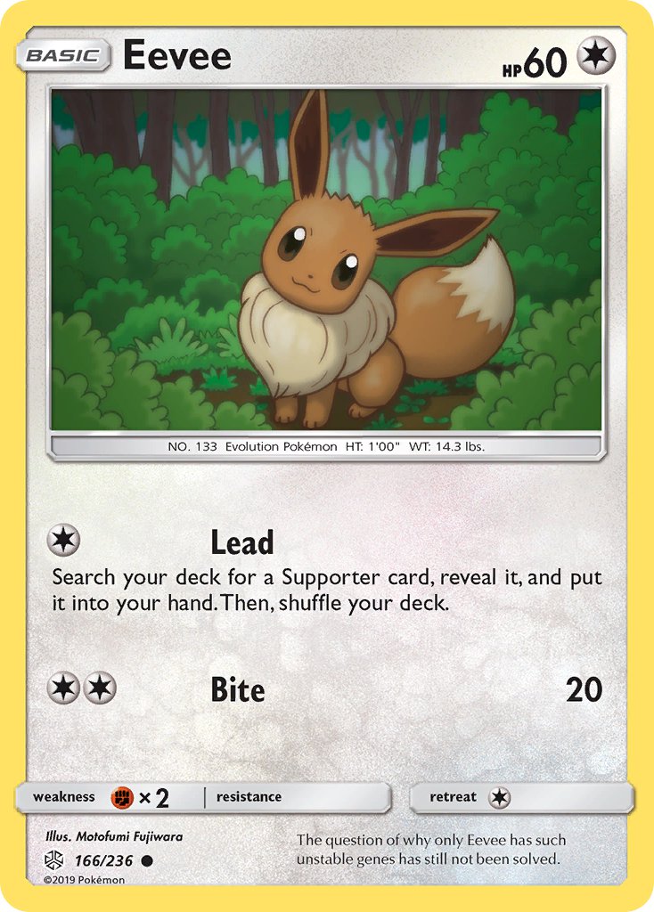 (166/236) Pokemon TCG Cosmic Eclipse Single: Eevee  Reverse Holo Common