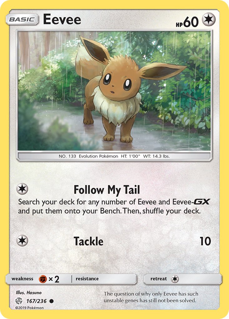 (167/236) Pokemon TCG Cosmic Eclipse Single: Eevee  Reverse Holo Common