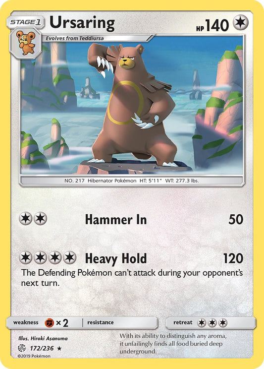 (172/236) Pokemon TCG Cosmic Eclipse Single: Ursaring  Reverse Holo Rare