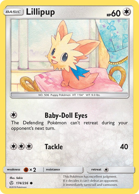 (174/236) Pokemon TCG Cosmic Eclipse Single: Lillipup  Reverse Holo Common