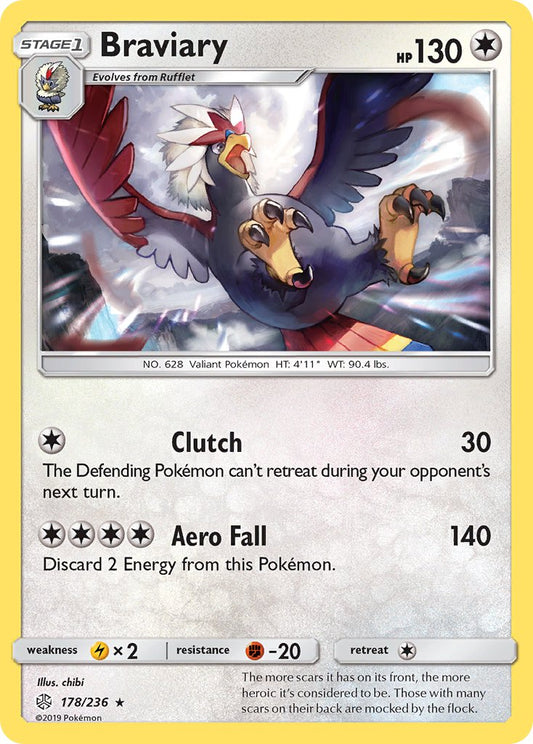 (178/236) Pokemon TCG Cosmic Eclipse Single: Braviary  Reverse Holo Rare