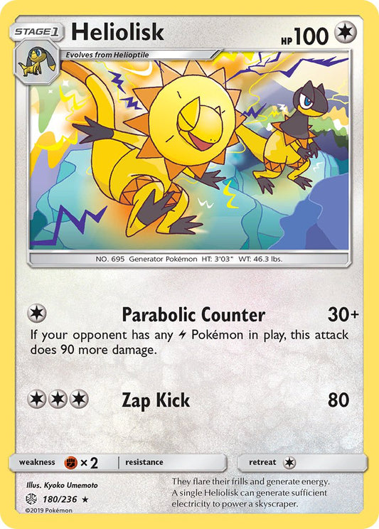 (180/236) Pokemon TCG Cosmic Eclipse Single: Heliolisk  Reverse Holo Rare