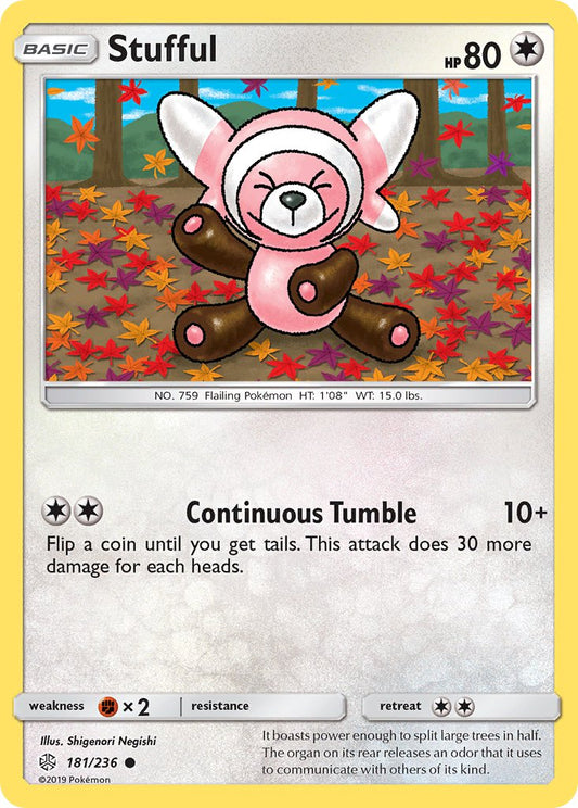 (181/236) Pokemon TCG Cosmic Eclipse Single: Stufful  Reverse Holo Common