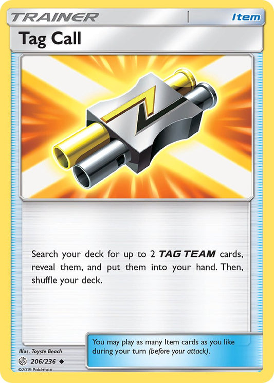 (206/236) Pokemon TCG Cosmic Eclipse Single: Tag Call Reverse Holo Uncommon