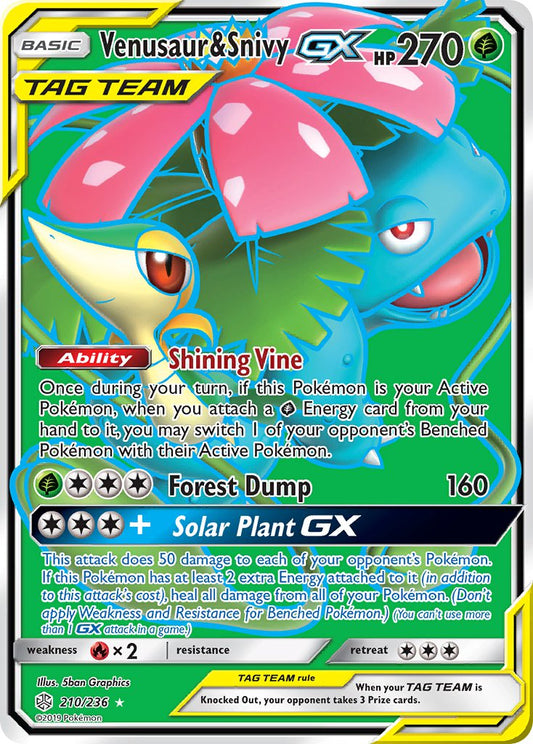 (210/236) Pokemon TCG Cosmic Eclipse Single: Venusaur & Snivy GX   Ultra Rare