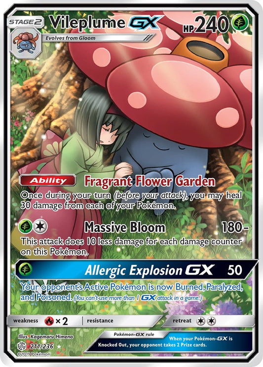 (211/236) Pokemon TCG Cosmic Eclipse Single: Vileplume GX   Ultra Rare