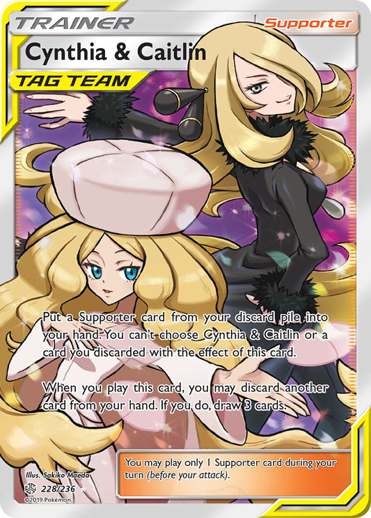 (228/236) Pokemon TCG Cosmic Eclipse Single: Cynthia & Caitlin  Ultra Rare
