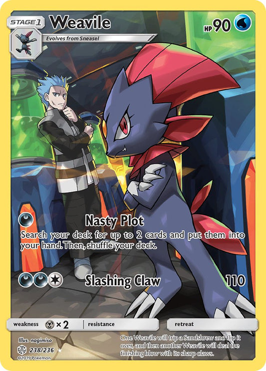 (238/236) Pokemon TCG Cosmic Eclipse Single: Weavile   Illustration Rare