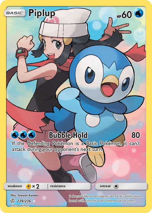 (239/236) Pokemon TCG Cosmic Eclipse Single: Piplup   Illustration Rare
