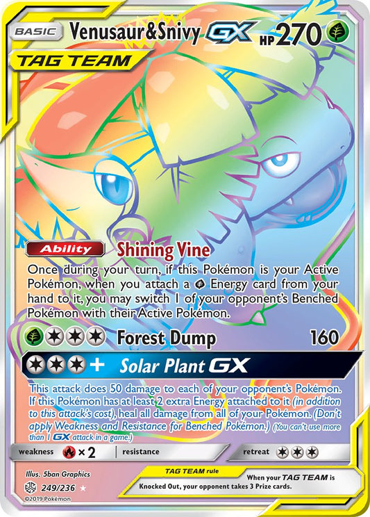 (249/236) Pokemon TCG Cosmic Eclipse Single: Venusaur & Snivy GX   Secret Rare