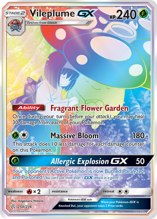 (250/236) Pokemon TCG Cosmic Eclipse Single: Vileplume GX   Secret Rare