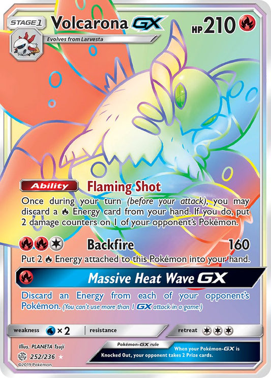 (252/236) Pokemon TCG Cosmic Eclipse Single: Volcarona GX   Secret Rare