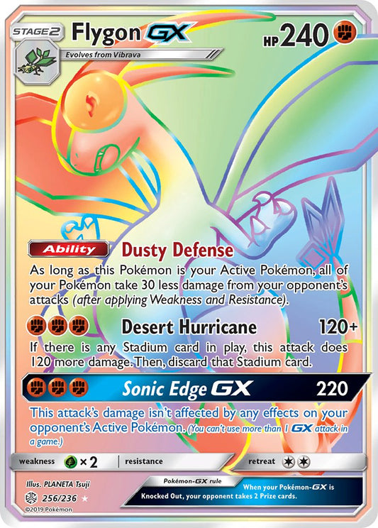 (256/236) Pokemon TCG Cosmic Eclipse Single: Flygon GX   Secret Rare