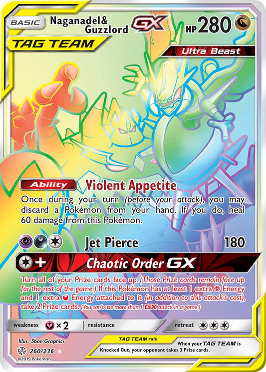 (260/236) Pokemon TCG Cosmic Eclipse Single: Naganadel & Guzzlord GX   Secret Rare
